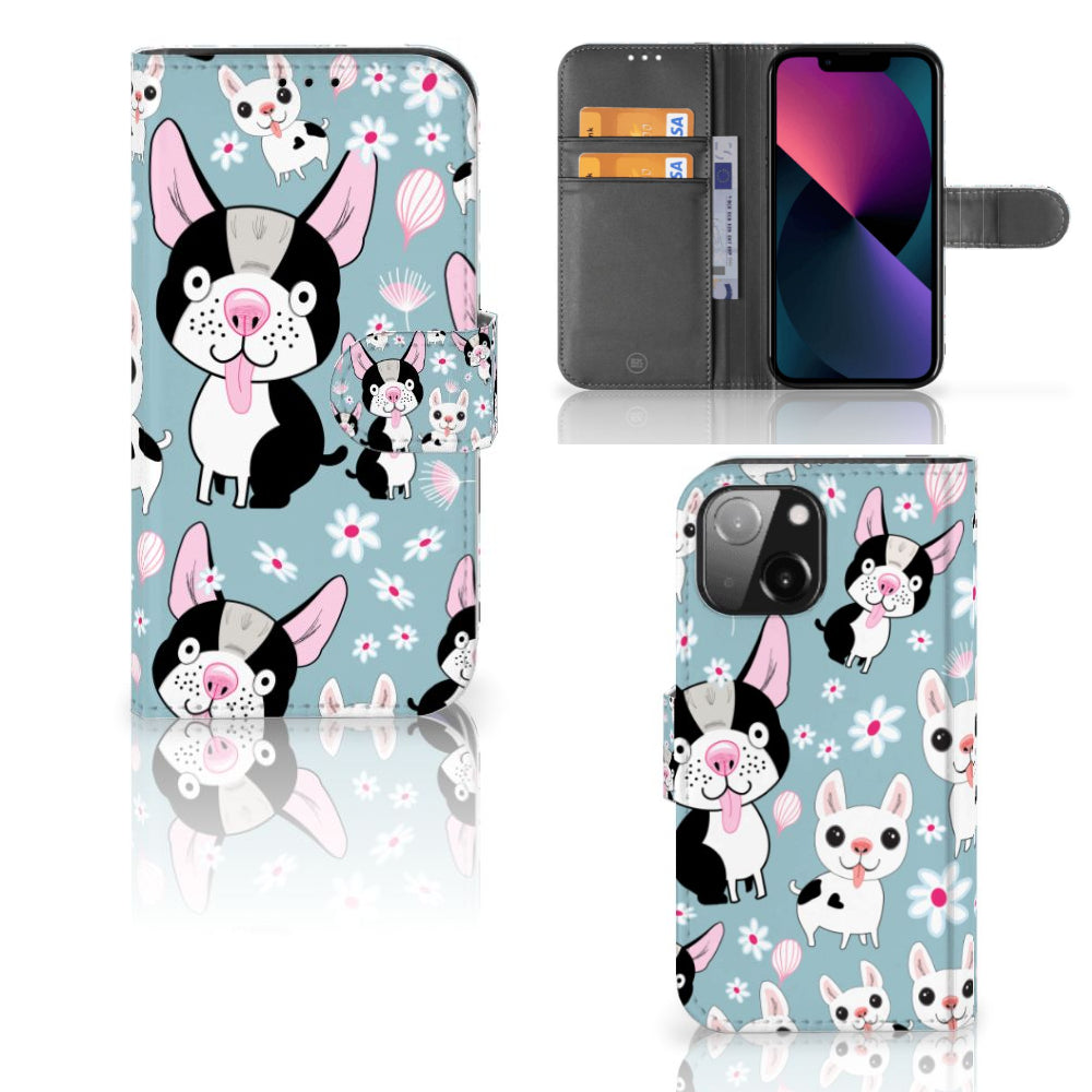 iPhone 13 Mini Telefoonhoesje met Pasjes Hondjes