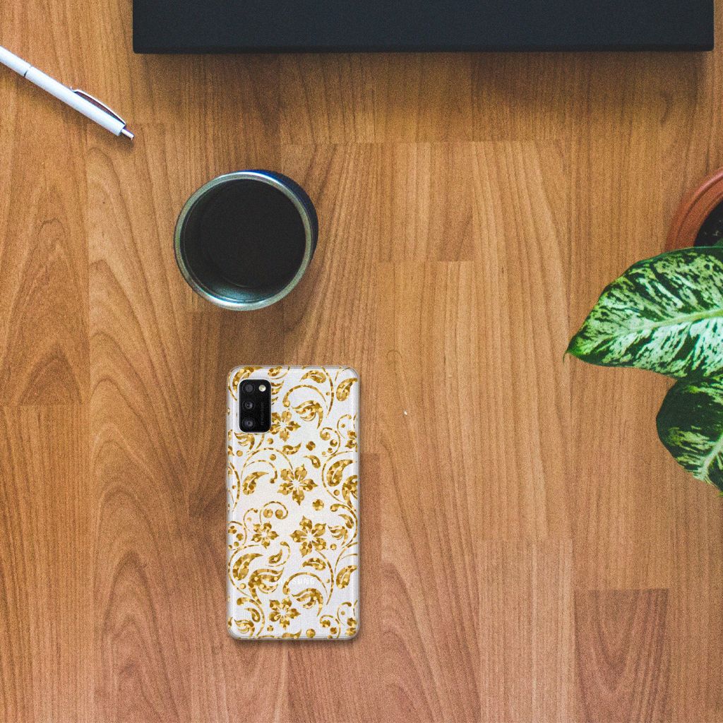 Samsung Galaxy A41 TPU Case Gouden Bloemen B2C Telecom