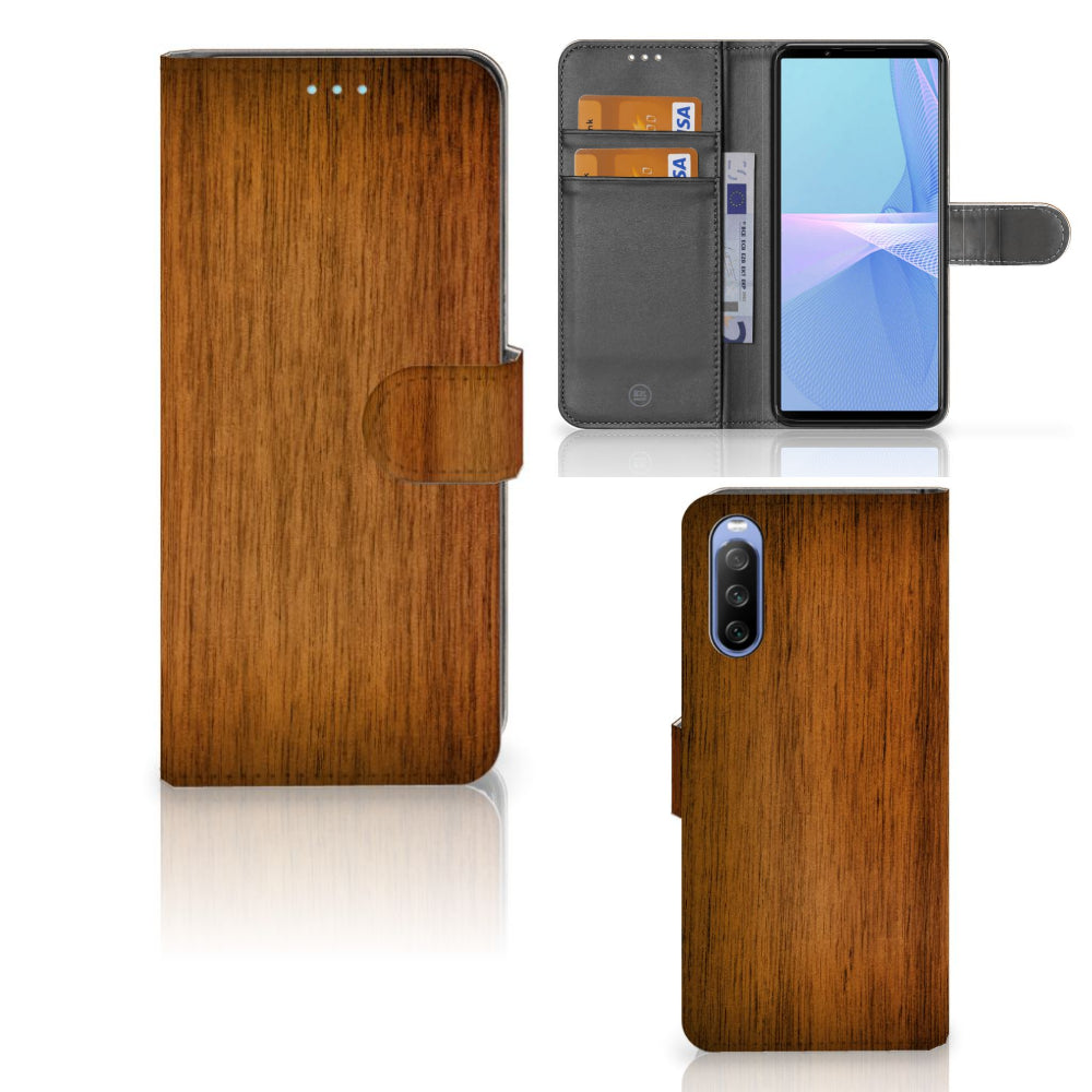 Sony Xperia 10 III Book Style Case Donker Hout