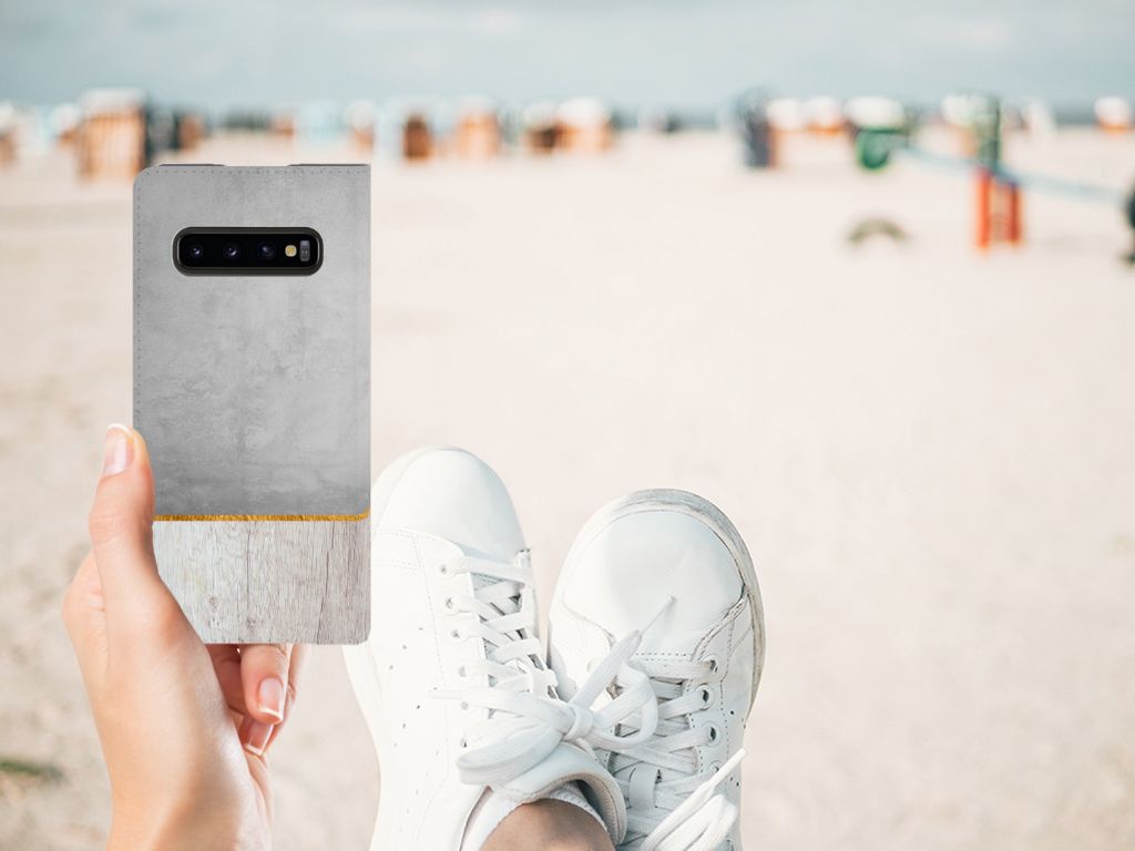 Samsung Galaxy S10 Book Wallet Case Wood Concrete