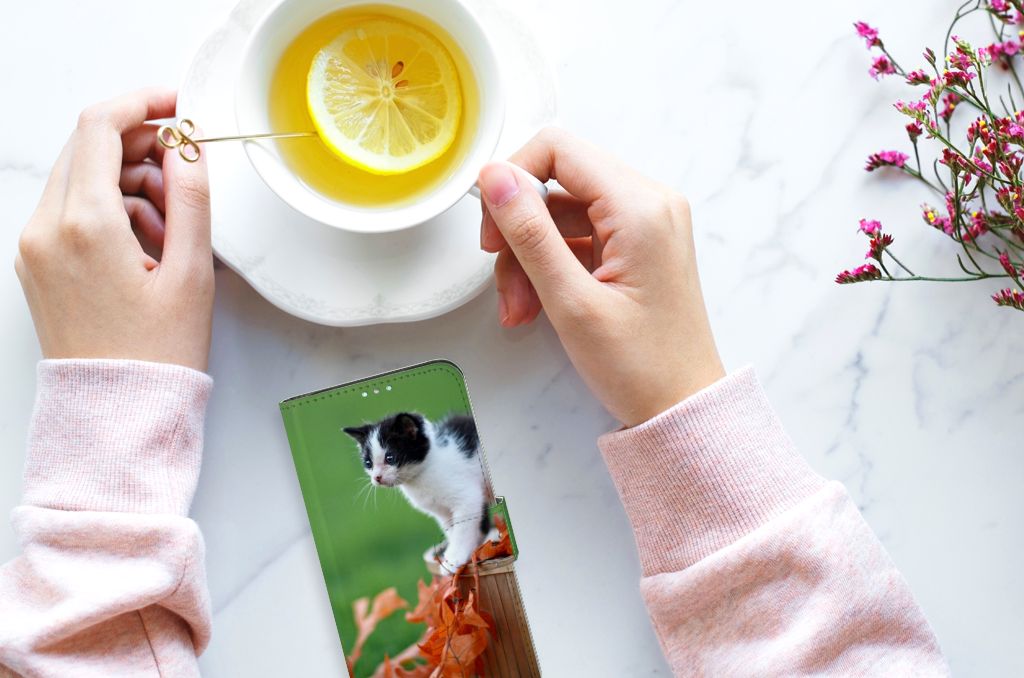 Samsung Galaxy A41 Telefoonhoesje met Pasjes Kitten