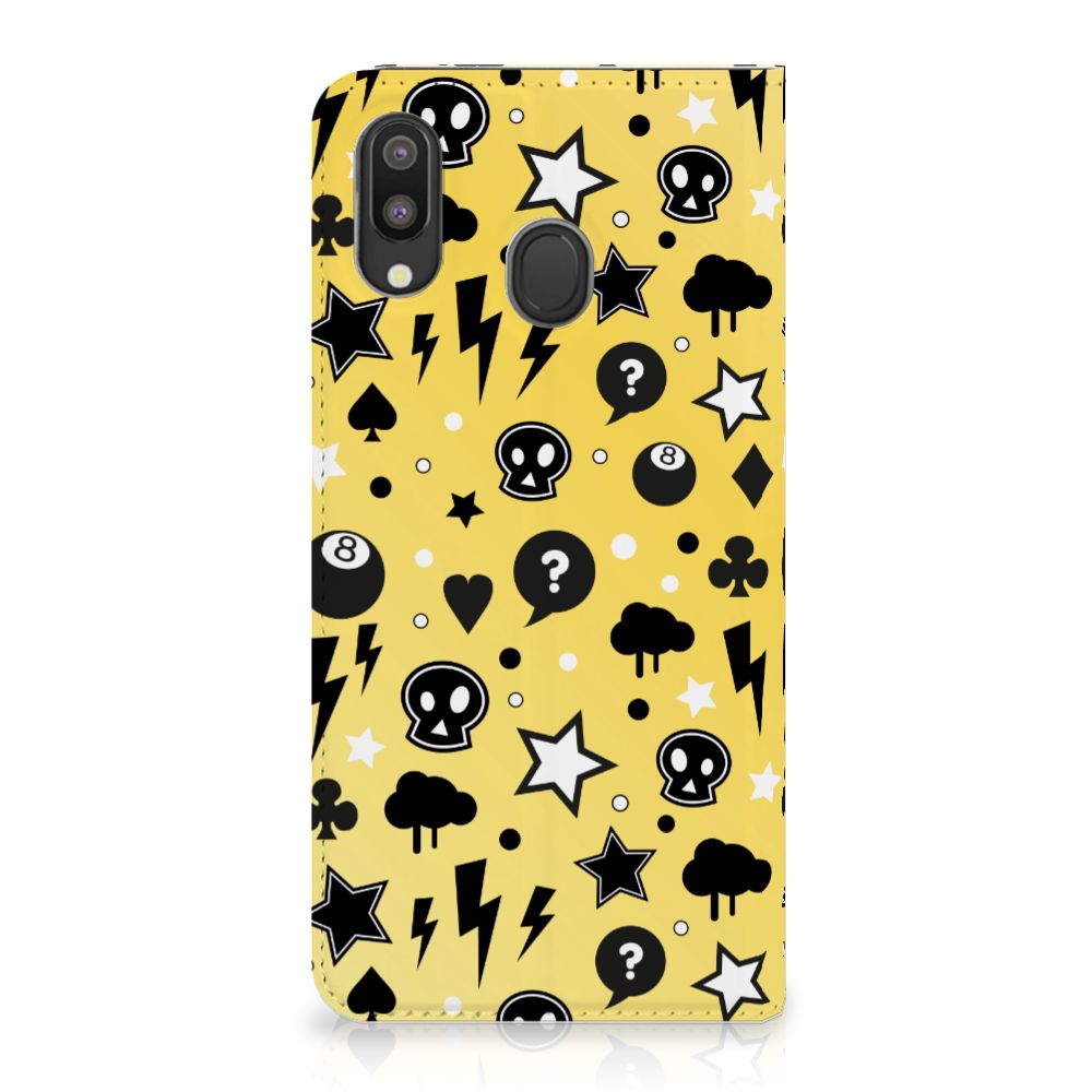 Mobiel BookCase Samsung Galaxy M20 Punk Geel