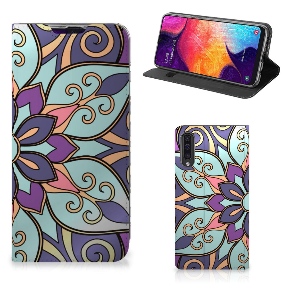 Samsung Galaxy A50 Smart Cover Purple Flower