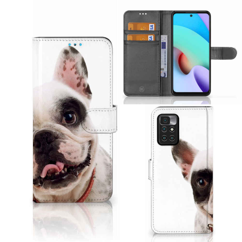 Xiaomi Redmi 10 Telefoonhoesje met Pasjes Franse Bulldog