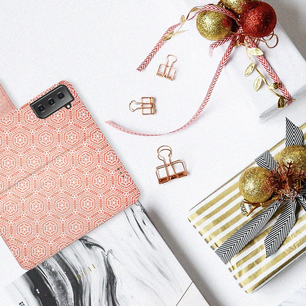 Samsung Galaxy S21 Plus Telefoon Hoesje Pattern Orange