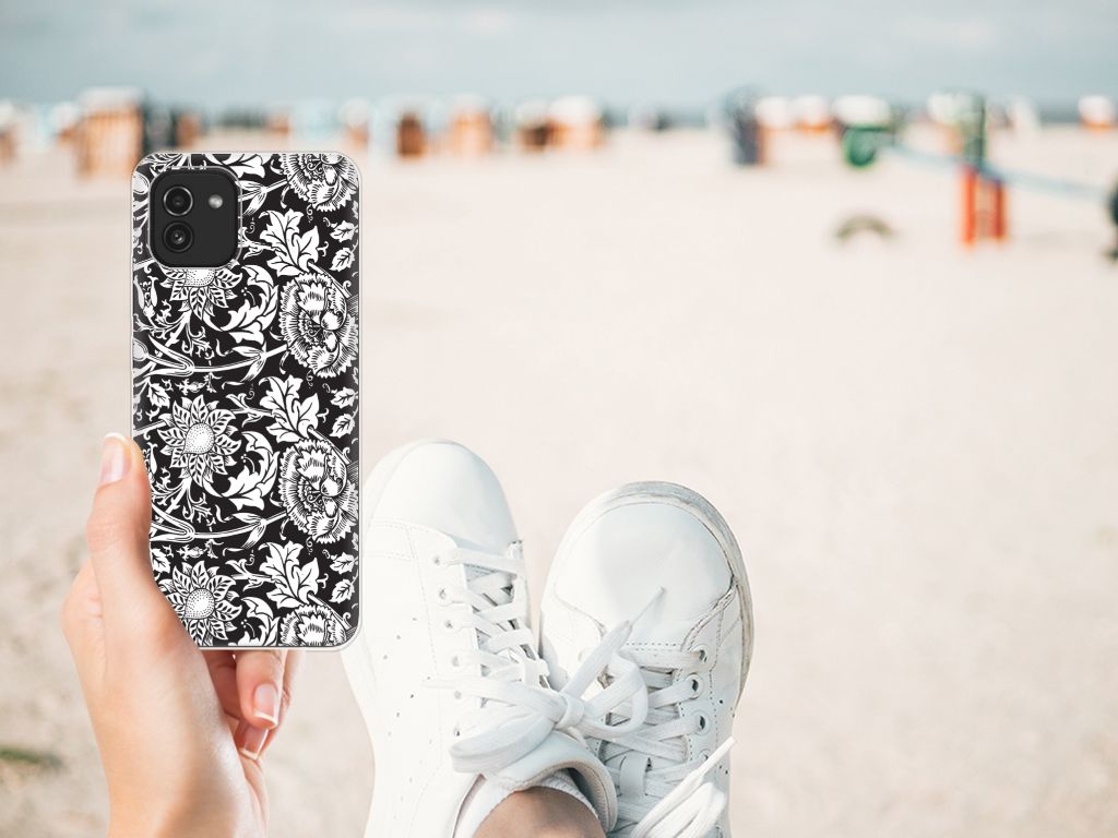 Samsung Galaxy A03 TPU Case Black Flowers B2C Telecom
