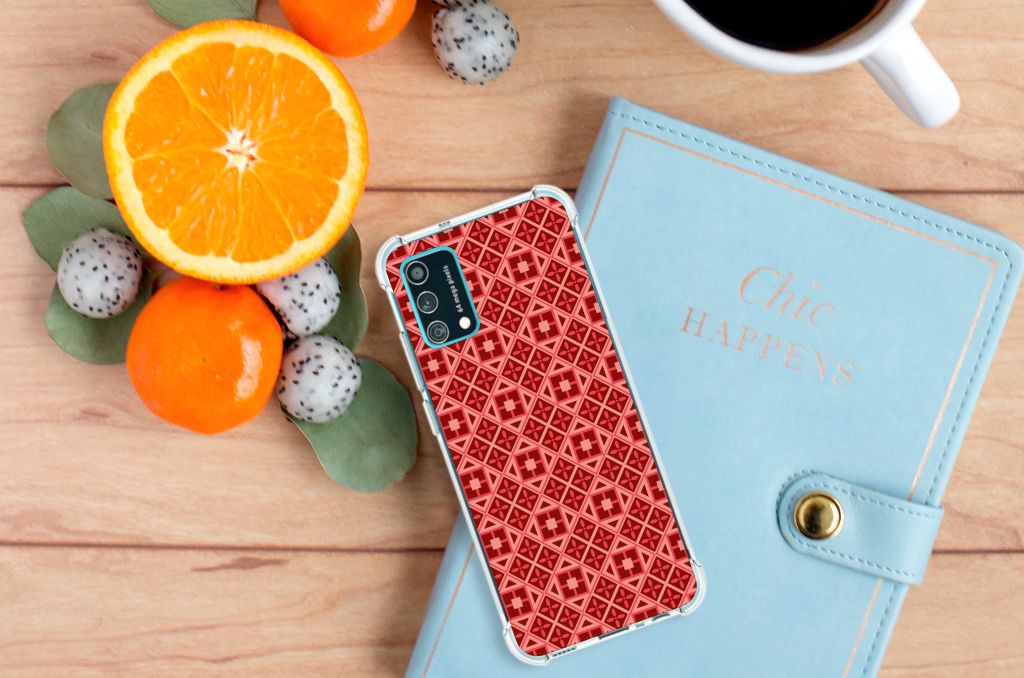 Samsung Galaxy M02s | A02s Doorzichtige Silicone Hoesje Batik Rood B2C Telecom