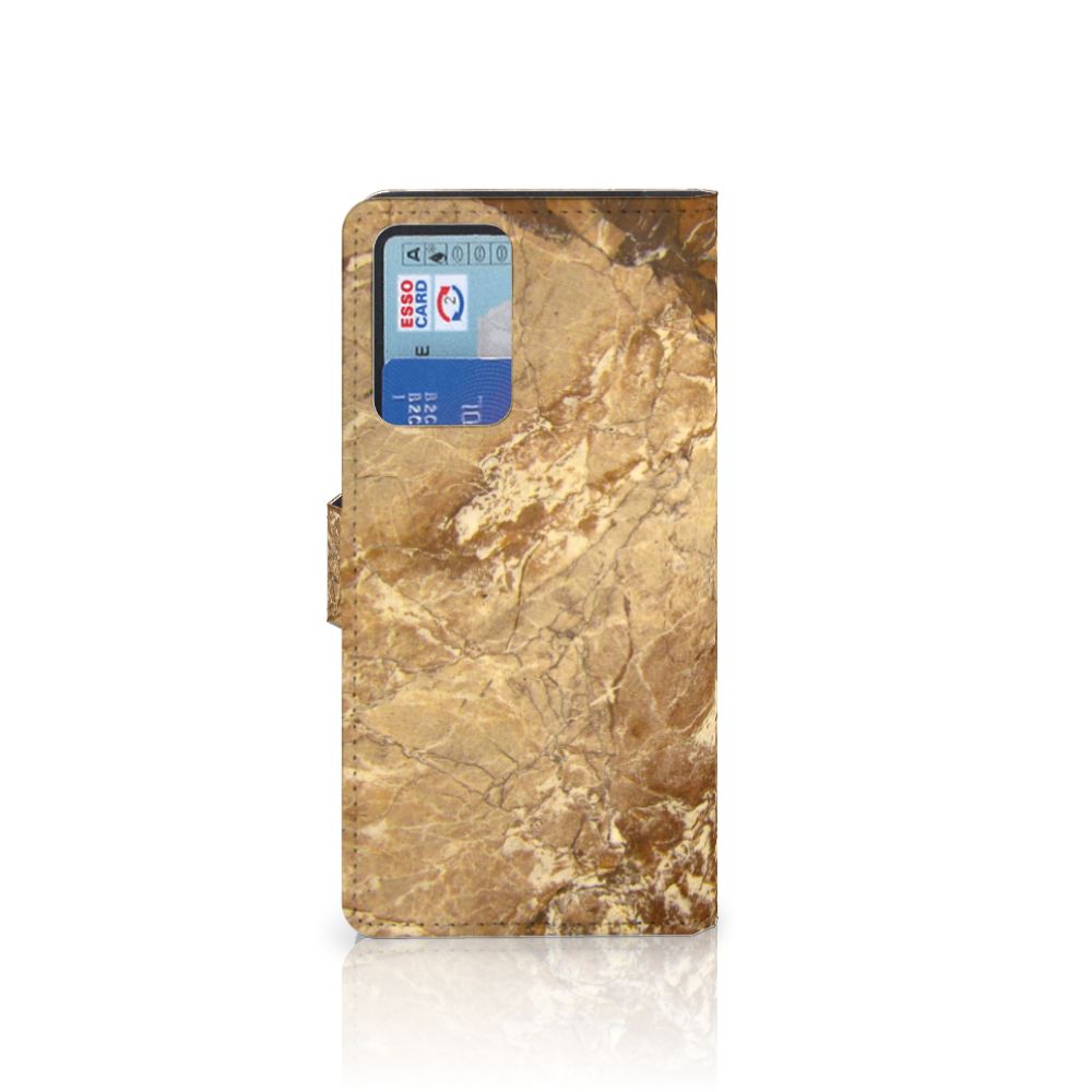 Xiaomi Redmi Note 10 Pro Bookcase Marmer Creme met marmerafwerking en ruimte voor pasjes.