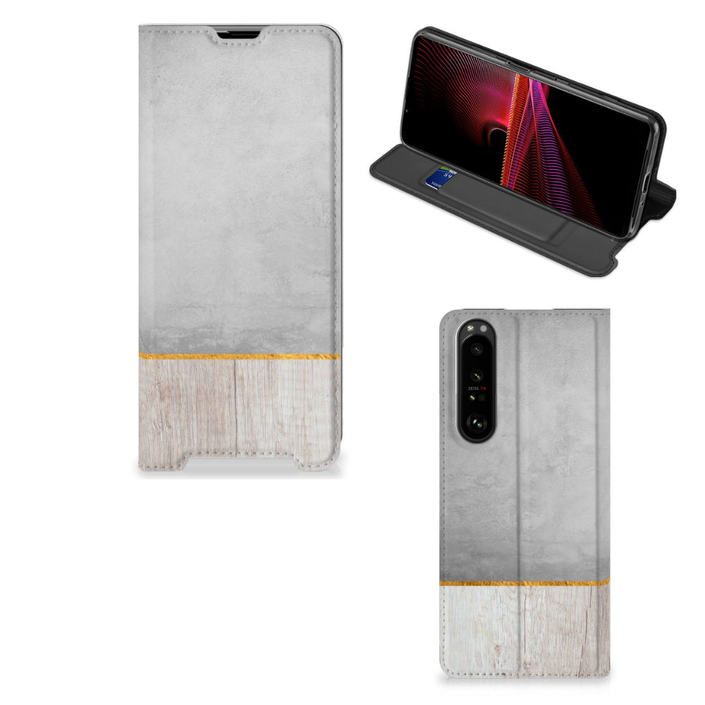 Sony Xperia 1 III Book Wallet Case Wood Concrete