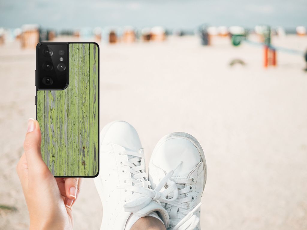 Samsung Galaxy S21 Ultra Houten Print Telefoonhoesje Green Wood B2C Telecom