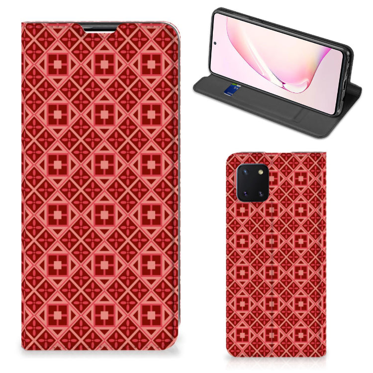 Samsung Galaxy Note 10 Lite Hoesje met Magneet Batik Rood