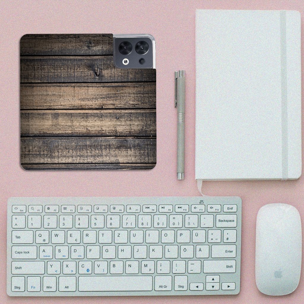OPPO Reno8 Book Wallet Case Steigerhout - B2C Telecom