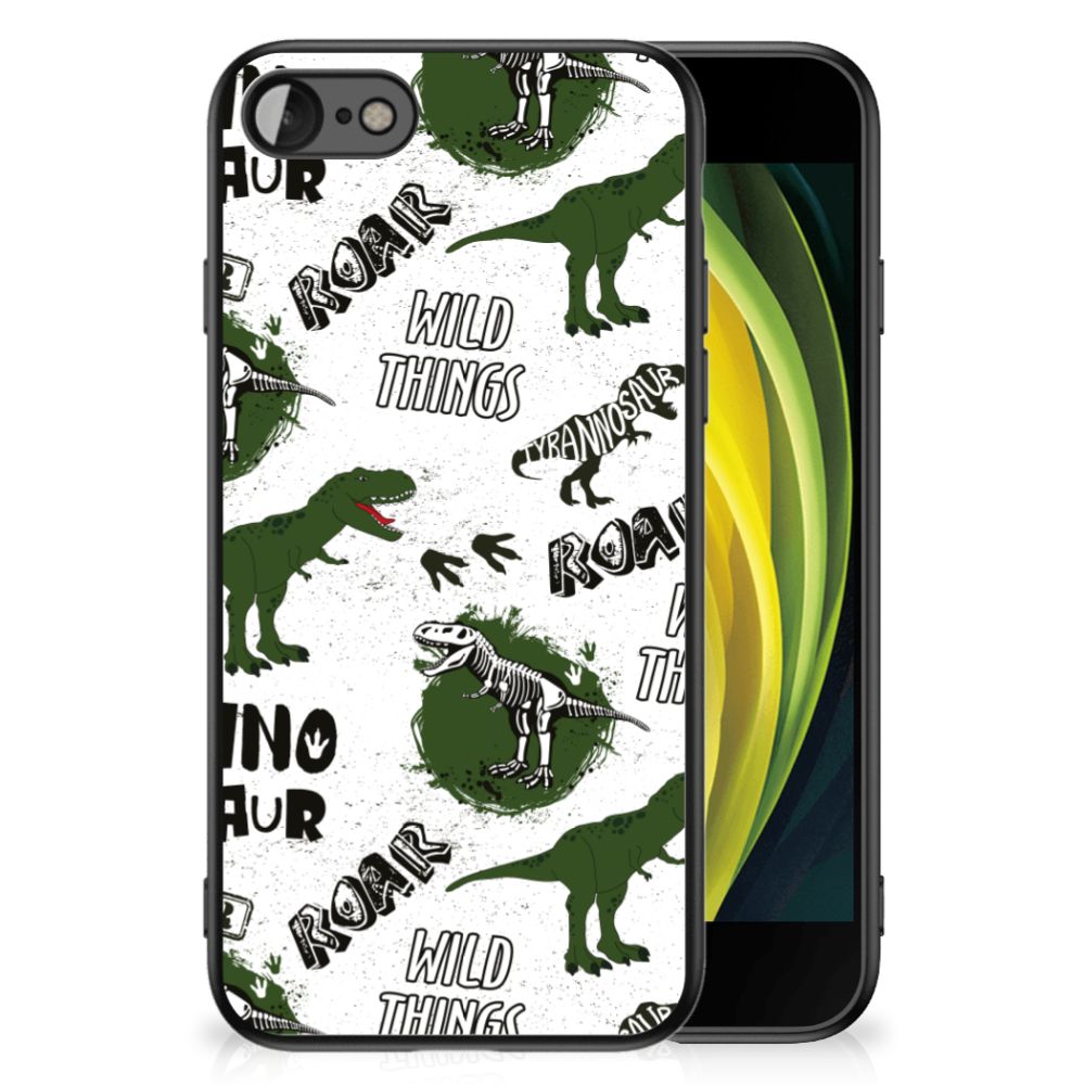 Dierenprint Telefoonhoesje voor iPhone SE 2022 | SE 2020 | 7/8 Dinosaurus met dino's en tekst ontwerp.
