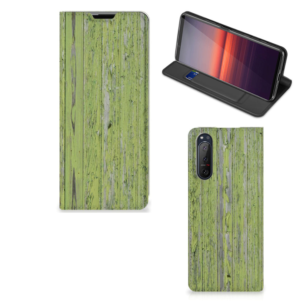 Sony Xperia 5 II Book Wallet Case Green Wood