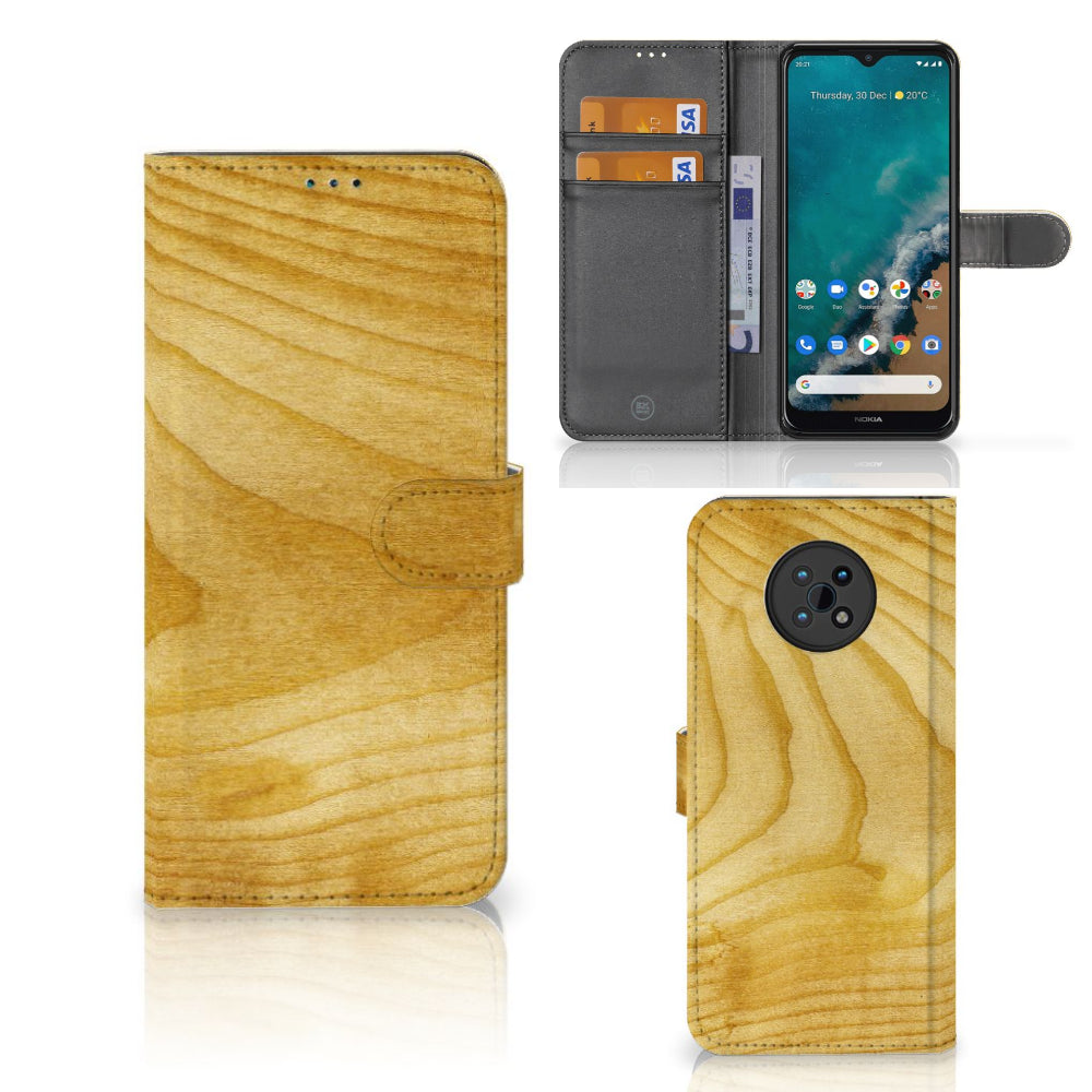 Nokia G50 Book Style Case Licht Hout