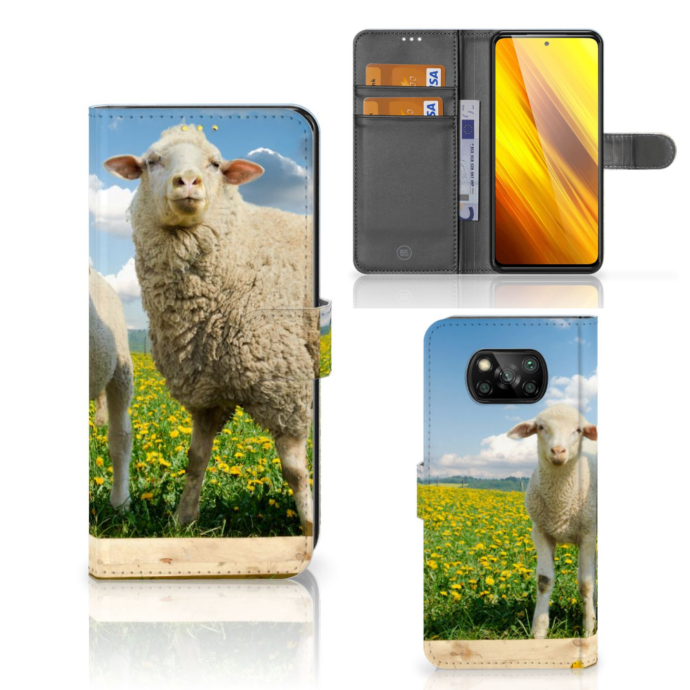 Xiaomi Poco X3 | Poco X3 Pro Telefoonhoesje met Pasjes Schaap en Lammetje