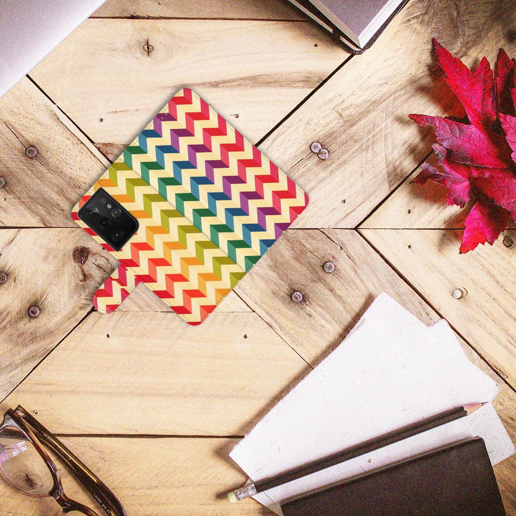 Samsung Galaxy S21 Ultra Telefoon Hoesje Zigzag Multi Color