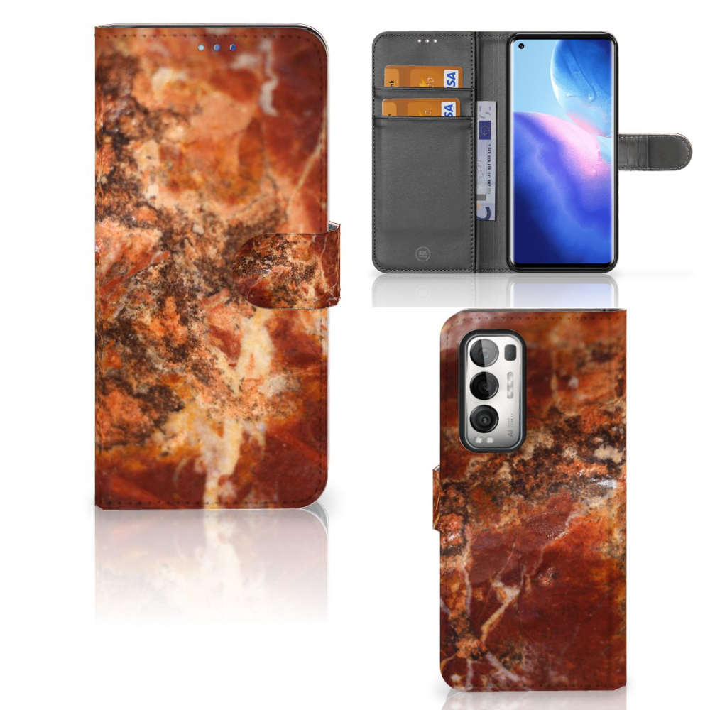 OPPO Find X3 Neo 5G Bookcase Marmer Bruin
