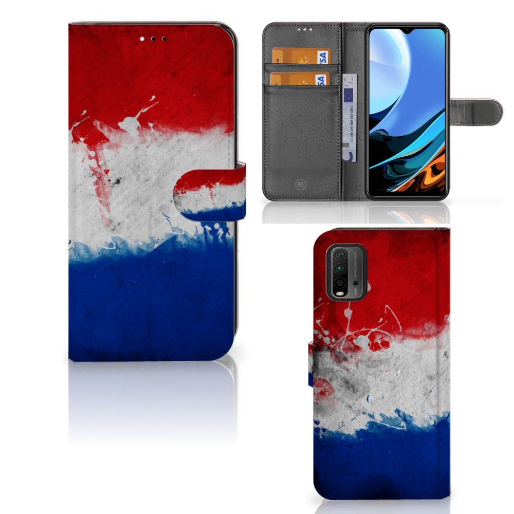 Xiaomi Redmi 9T | Poco M3 Bookstyle Case Nederland met Nederlandse vlag design en pasjeshouders.