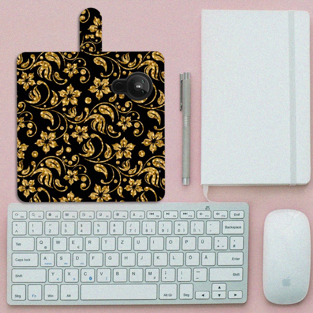 Nokia 5.3 Hoesje Gouden Bloemen