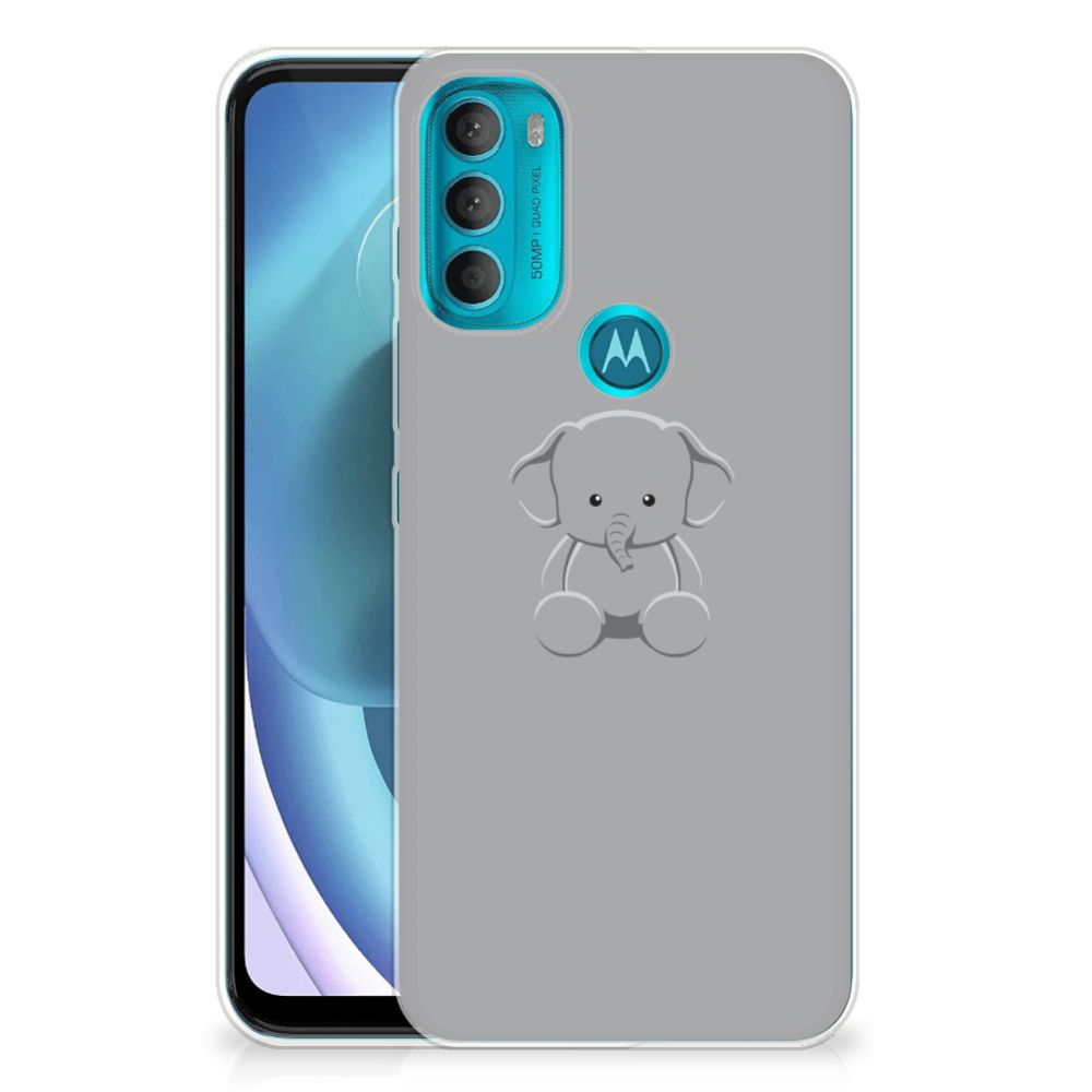 Motorola Moto G71 5G Telefoonhoesje met Naam Grijs Baby Olifant