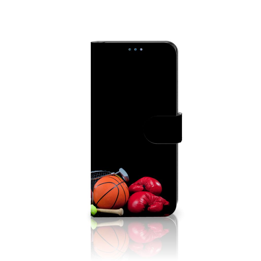OnePlus Nord N10 Wallet Case met Pasjes Sports met sportafbeeldingen zoals basketbal en bokshandschoenen.