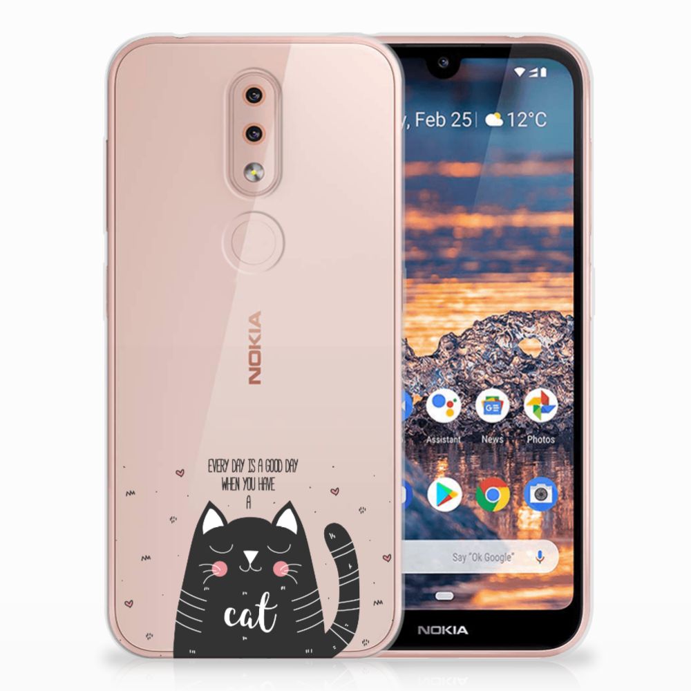 Nokia 4.2 Telefoonhoesje met Naam Cat Good Day