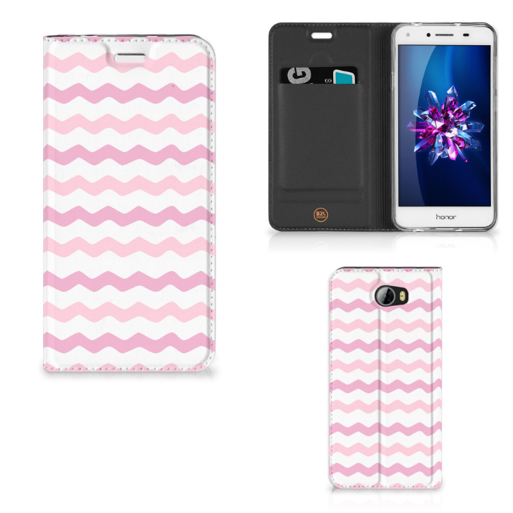 Huawei Y5 2 | Y6 Compact Hoesje met Magneet Waves Roze