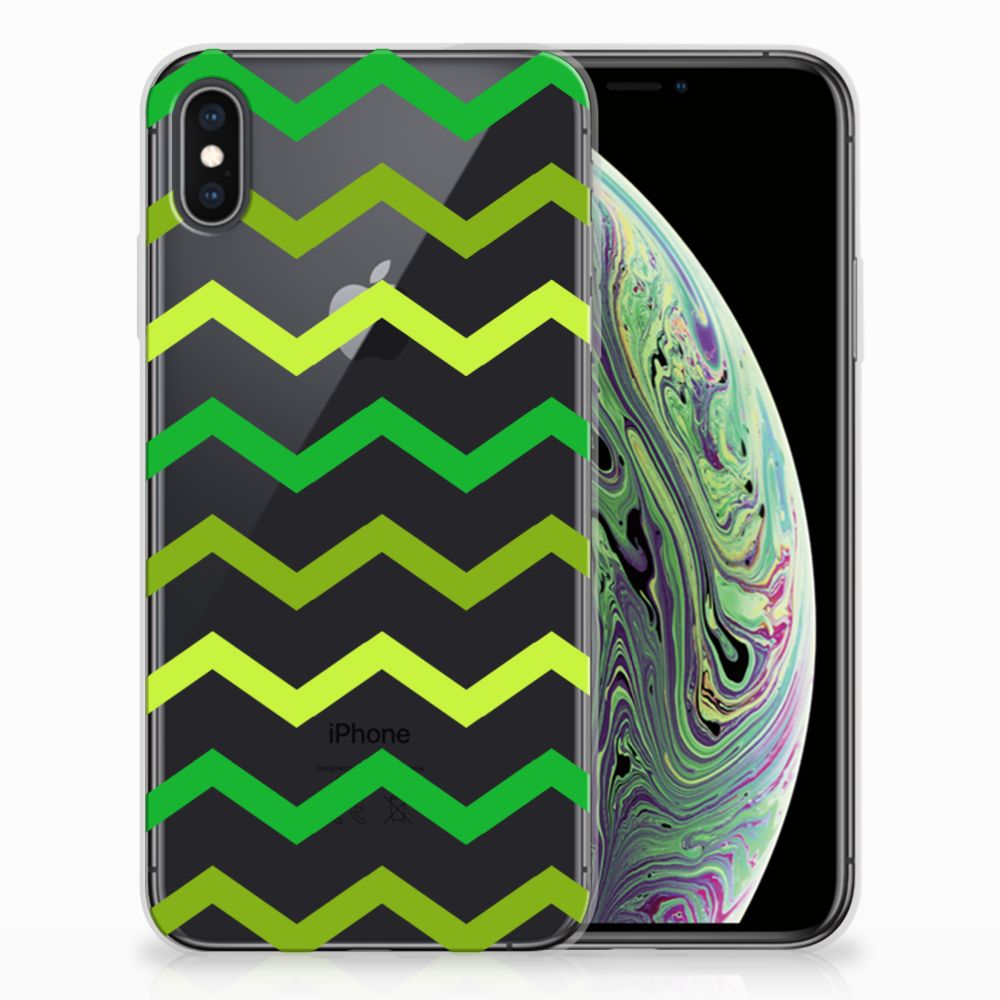 Apple iPhone Xs Max TPU bumper Zigzag Groen