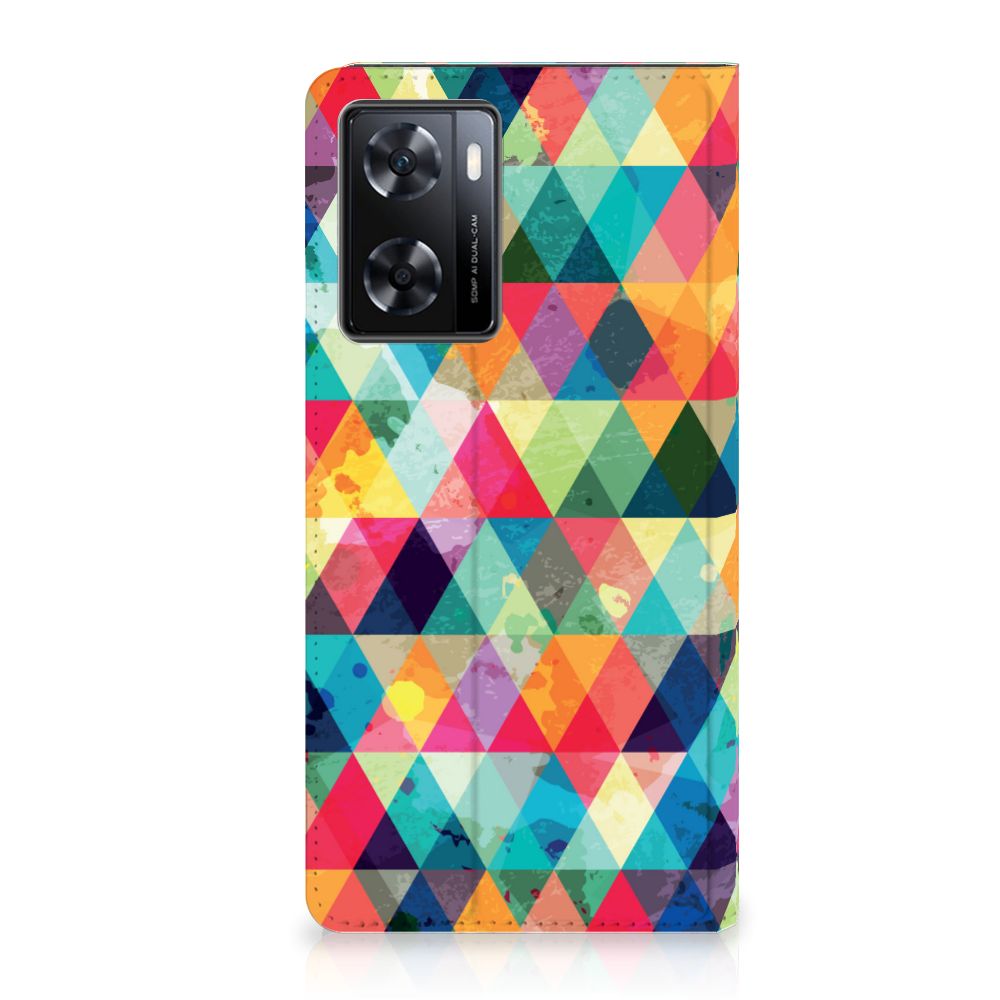 OPPO A57 | A57s | A77 4G Hoesje met Magneet Geruit - B2C Telecom