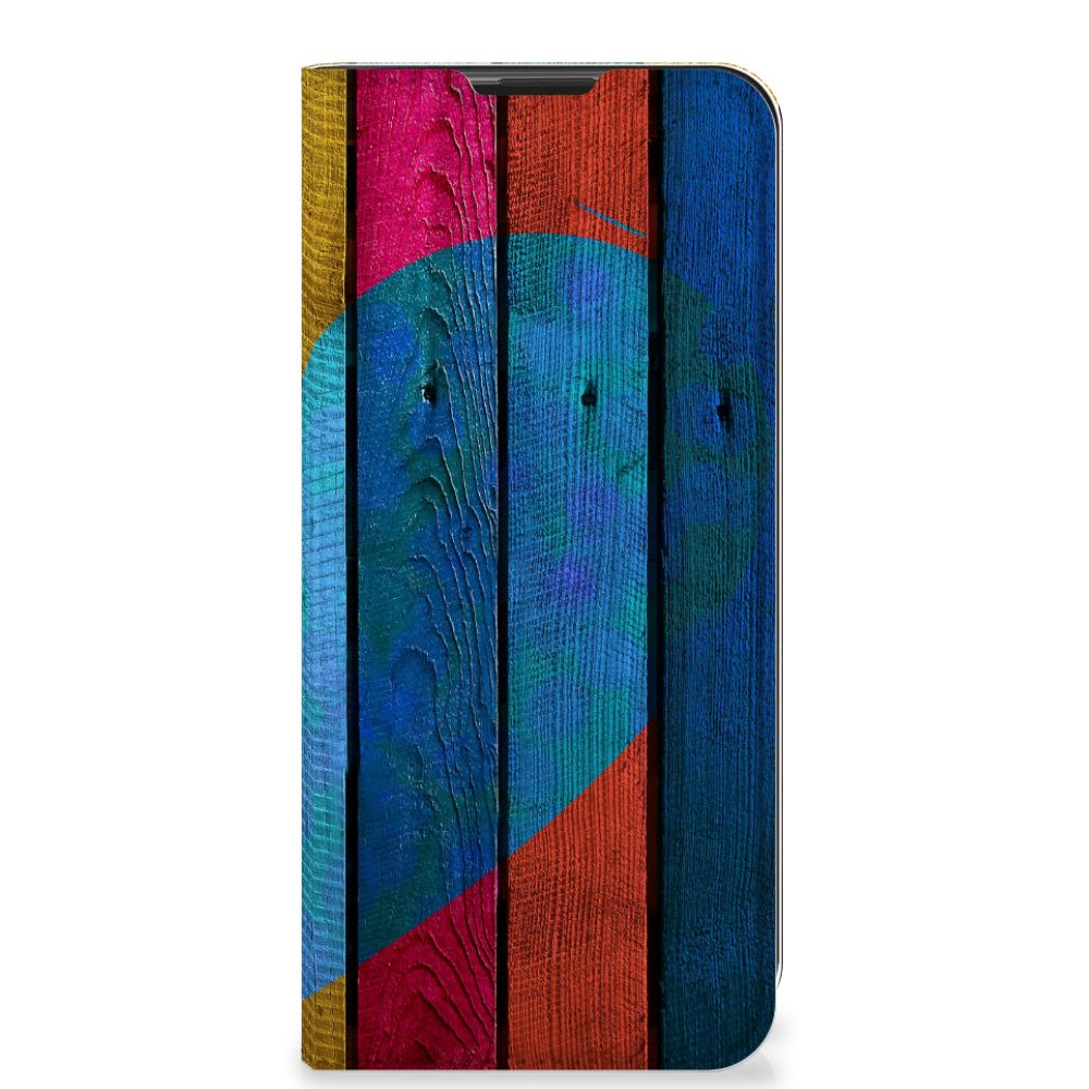Motorola Moto G9 Play Book Wallet Case Wood Heart - Cadeau voor je Vriend - B2C Telecom