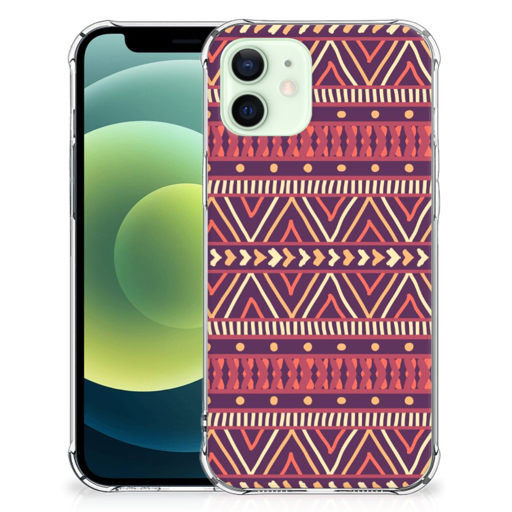 iPhone 12 Mini Doorzichtige Silicone Hoesje Aztec Paars B2C Telecom
