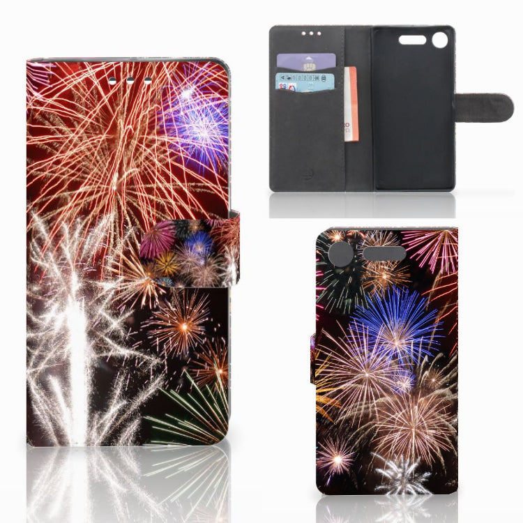 Sony Xperia XZ1 Wallet Case met Pasjes Vuurwerk