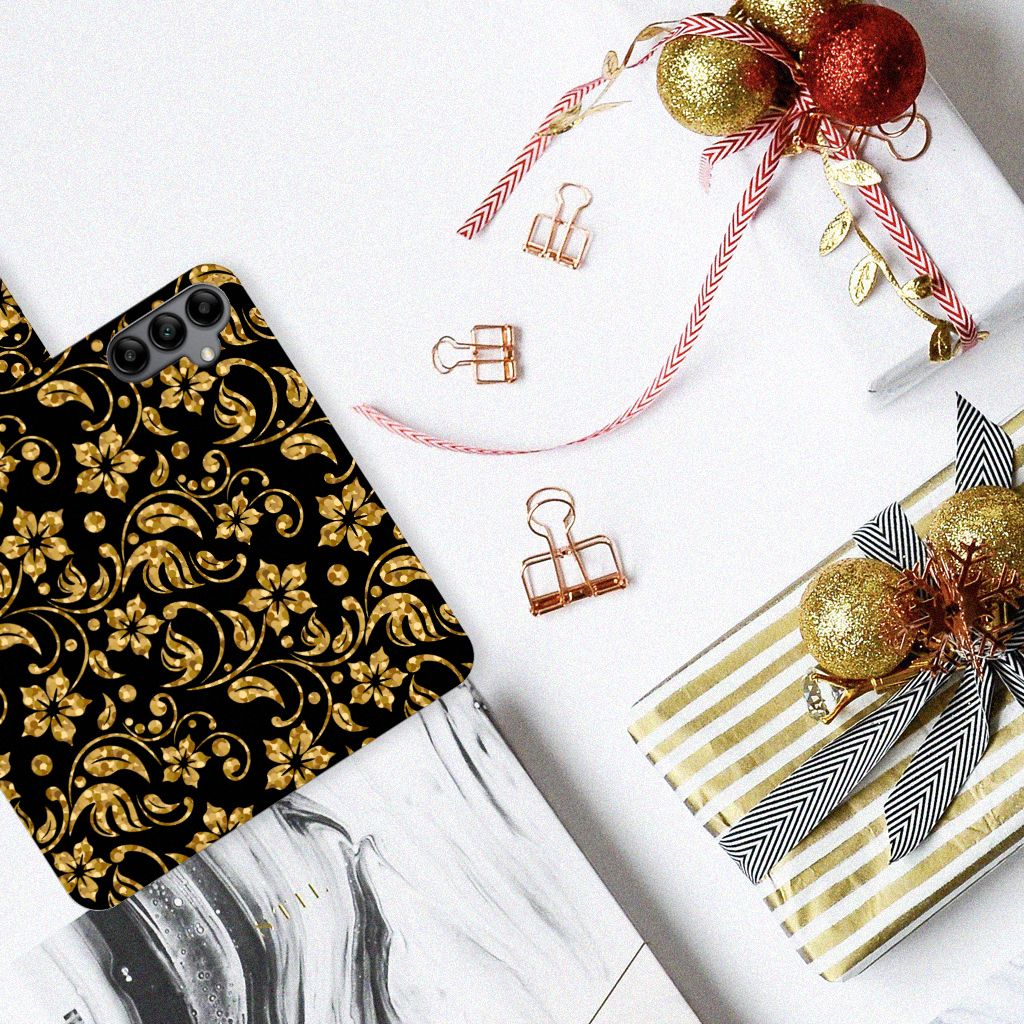 Samsung Galaxy A34 Hoesje Gouden Bloemen