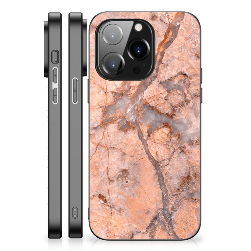 iPhone 14 Pro Marmeren Print Telefoonhoesje Marmer Oranje B2C Telecom