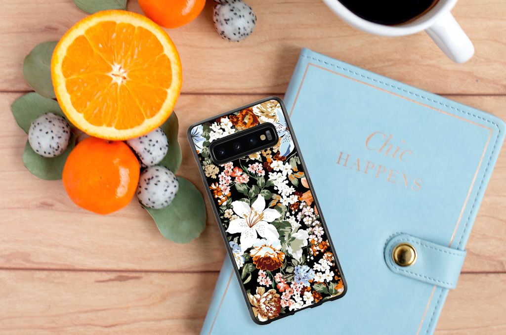Skin Case voor Samsung Galaxy S10+ Dark Flowers B2C Telecom
