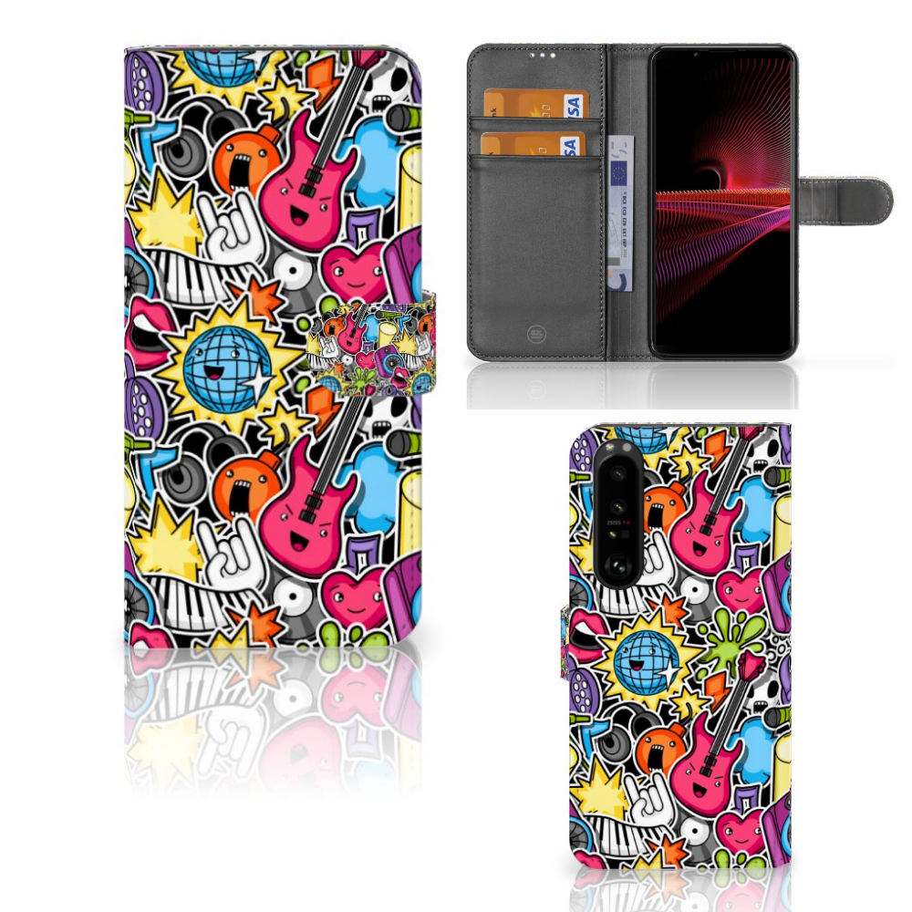 Sony Xperia 1 III Wallet Case met Pasjes Punk Rock