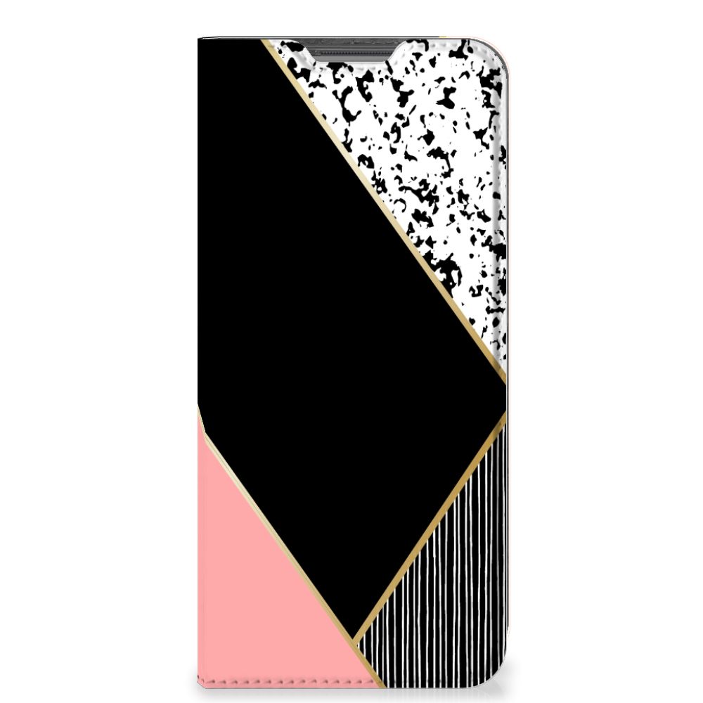 OPPO A96 | A76 Stand Case Zwart Roze Vormen