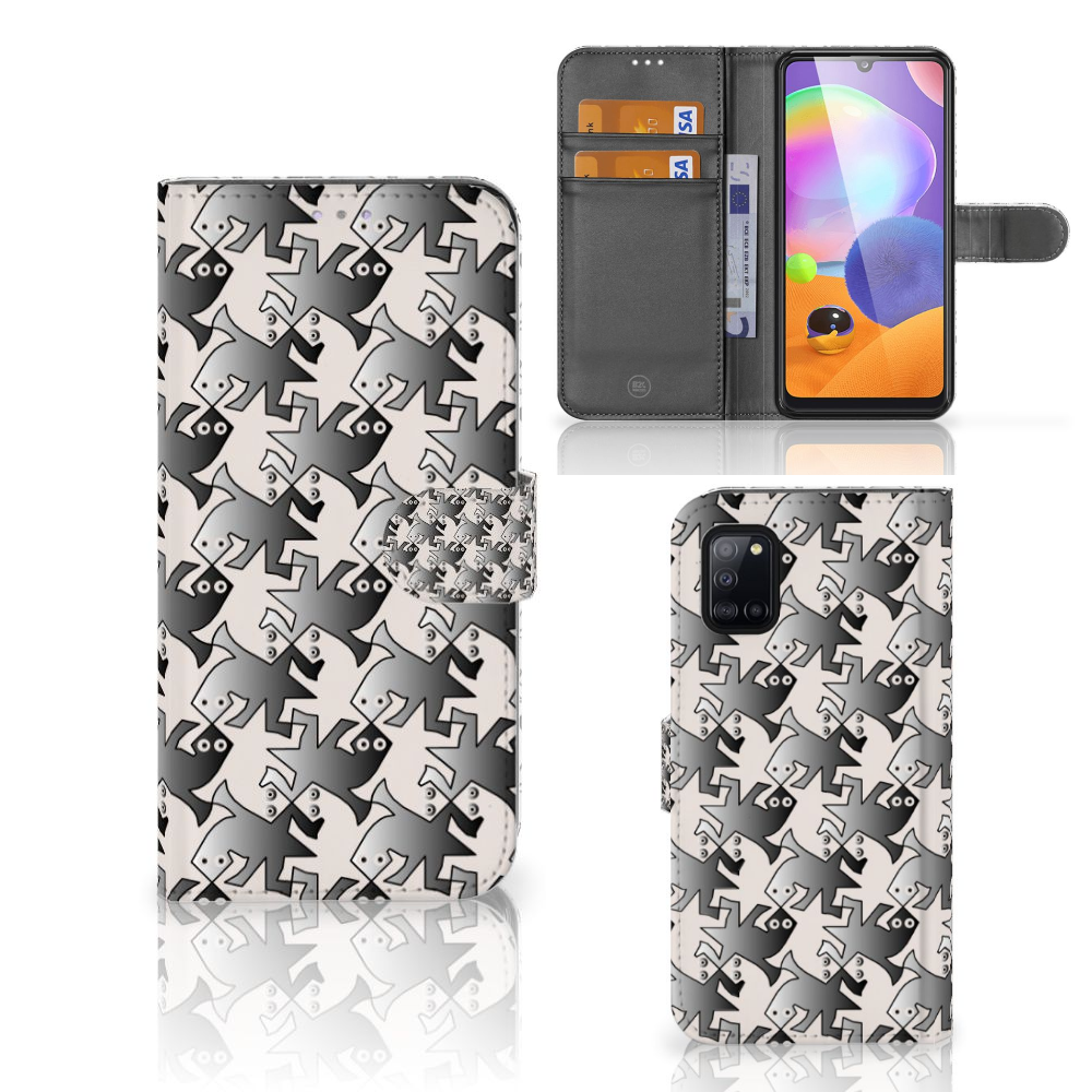 Samsung Galaxy A31 Telefoonhoesje met Pasjes Salamander Grey