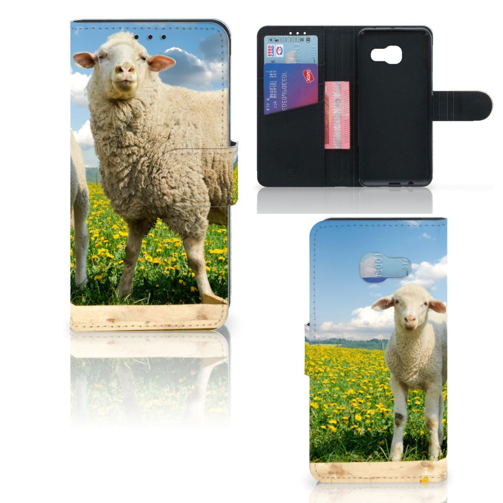 Samsung Galaxy A3 2017 Telefoonhoesje met Pasjes Schaap en Lammetje