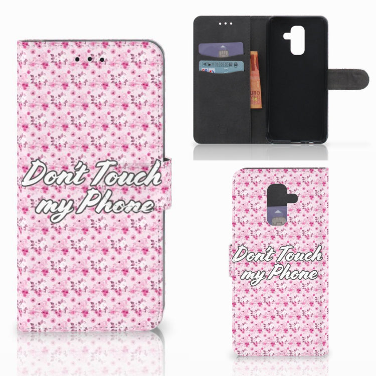 Samsung Galaxy A6 Plus 2018 Portemonnee Hoesje Flowers Pink DTMP