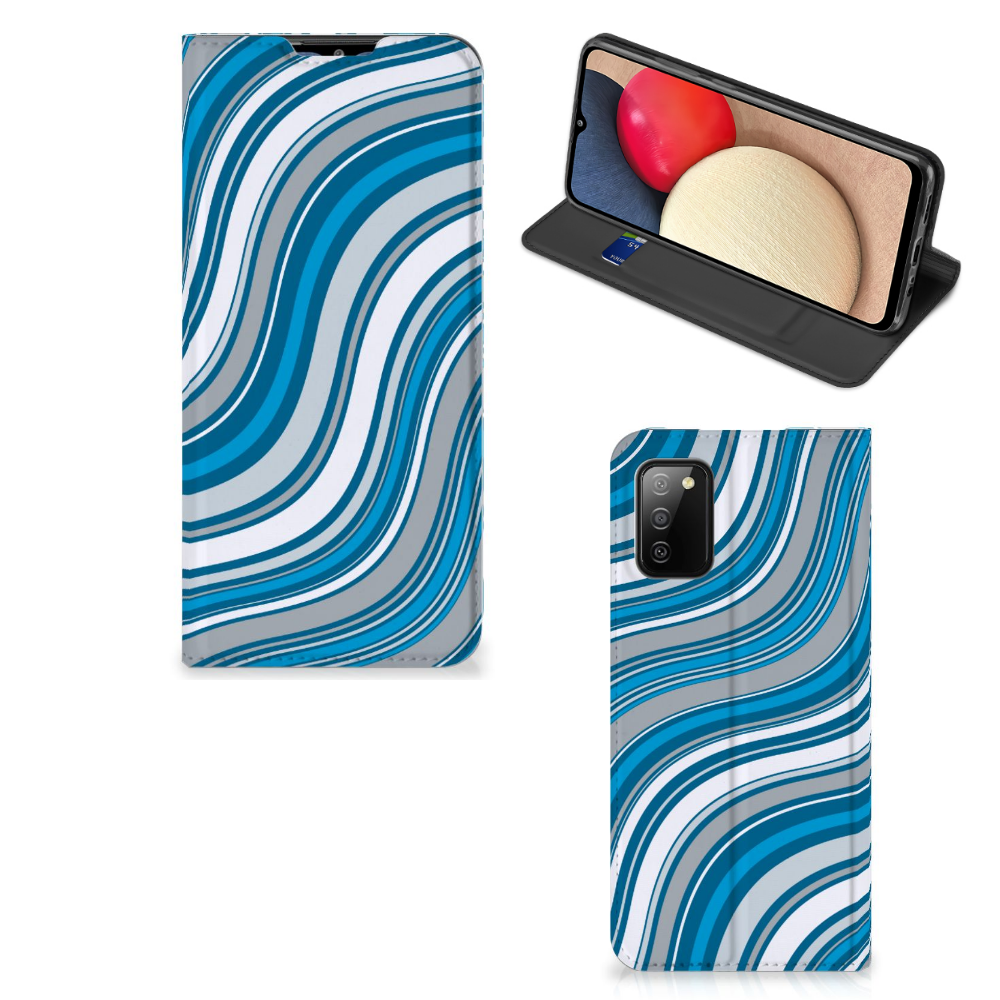 Samsung Galaxy M02s | A02s Hoesje met Magneet Waves Blue - B2C Telecom