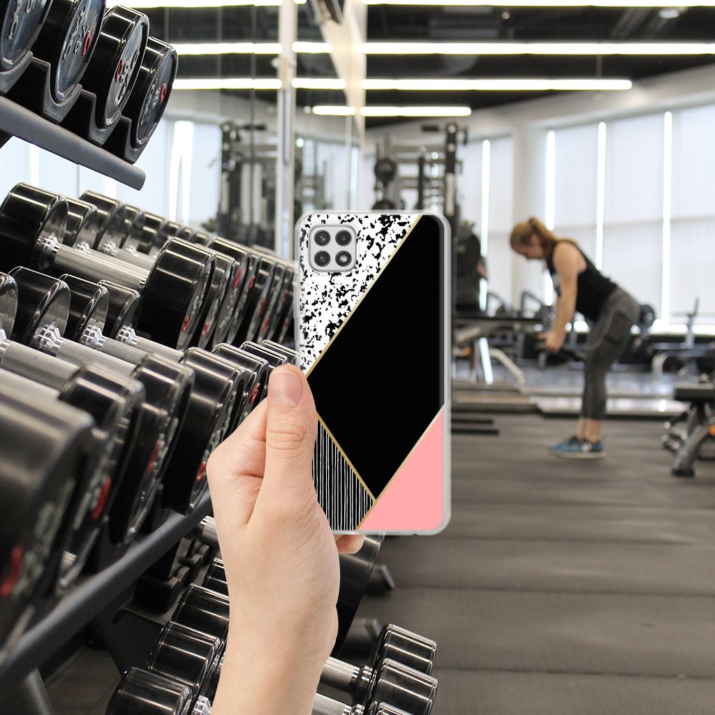 Samsung Galaxy A22 5G TPU Hoesje Zwart Roze Vormen B2C Telecom