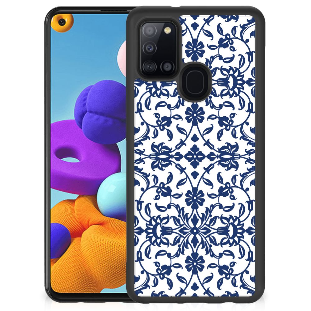 Samsung Galaxy A21s Skin Case Flower Blue