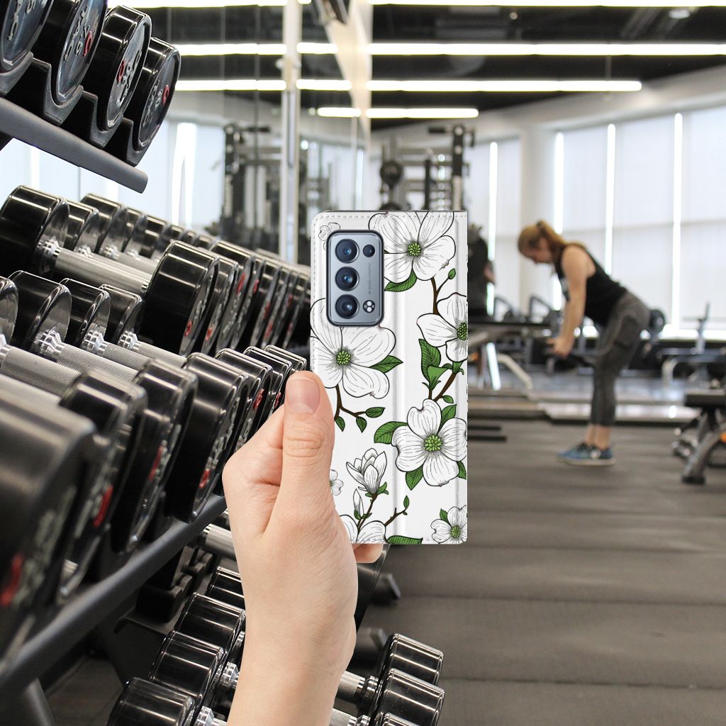 OPPO Reno 6 Pro Plus 5G Smart Cover Dogwood Flowers - B2C Telecom