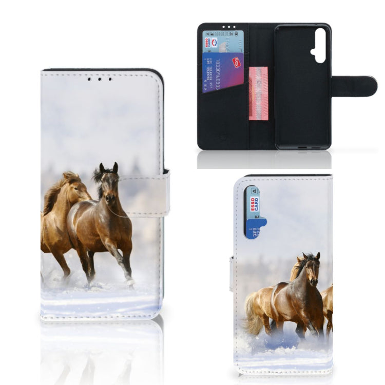 Honor 20 Telefoonhoesje met Pasjes Paarden