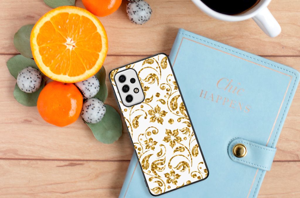Samsung Galaxy A23 Bloemen Hoesje Gouden Bloemen B2C Telecom