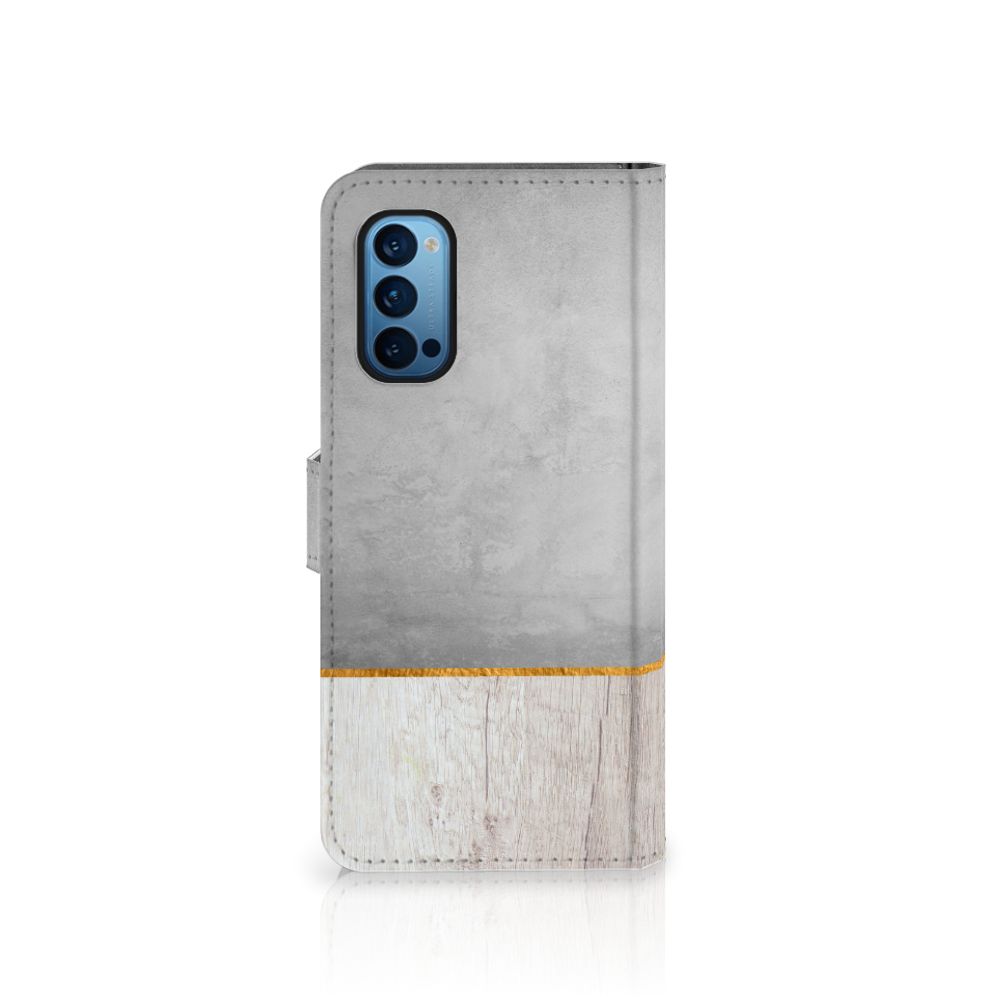 OPPO Reno 4 Pro 5G Book Style Case Wood Concrete