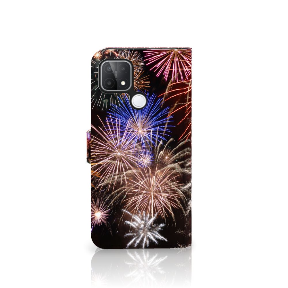 OPPO A15 Wallet Case met Pasjes Vuurwerk