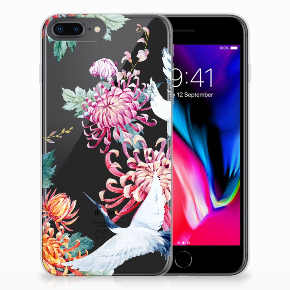 Apple iPhone 7 Plus | 8 Plus TPU Hoesje Bird Flowers